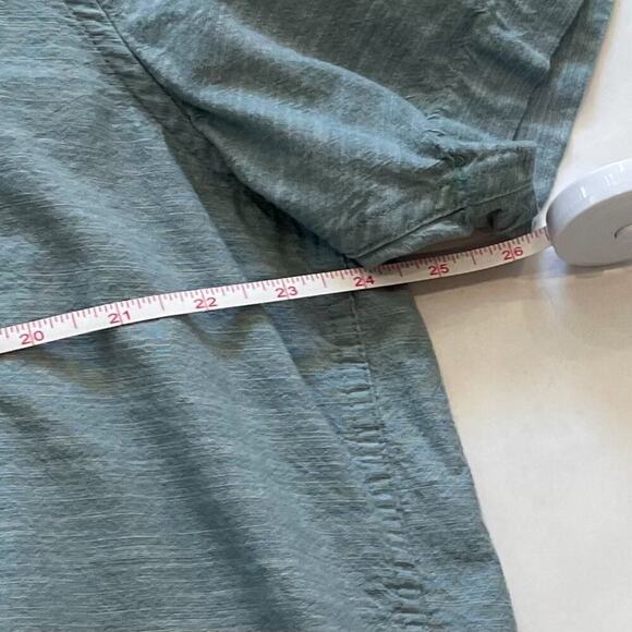 Hurley Essential Slub Cotton Short Sleeve Woven Button Down Shirt Blue/Green XXL - Picture 12 of 13